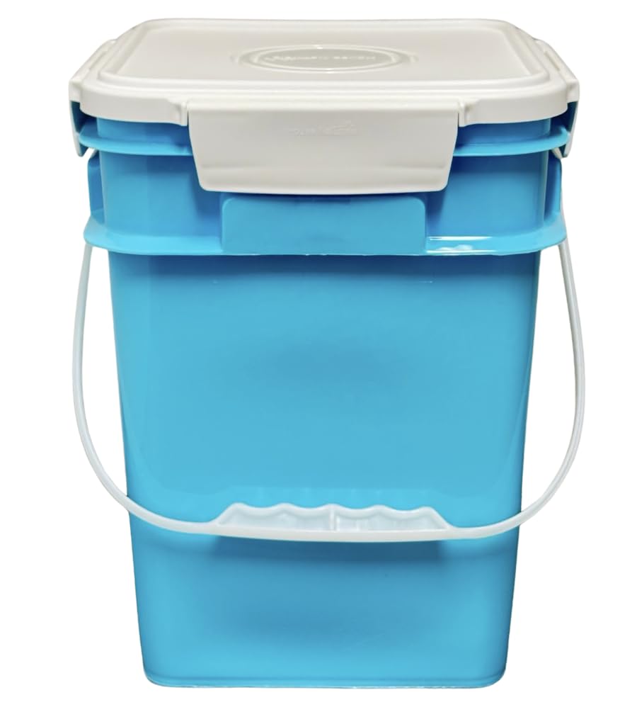 4 Gallon Square Food Grade Bucket Pail with Plastic Handles and Lid (3 Count)