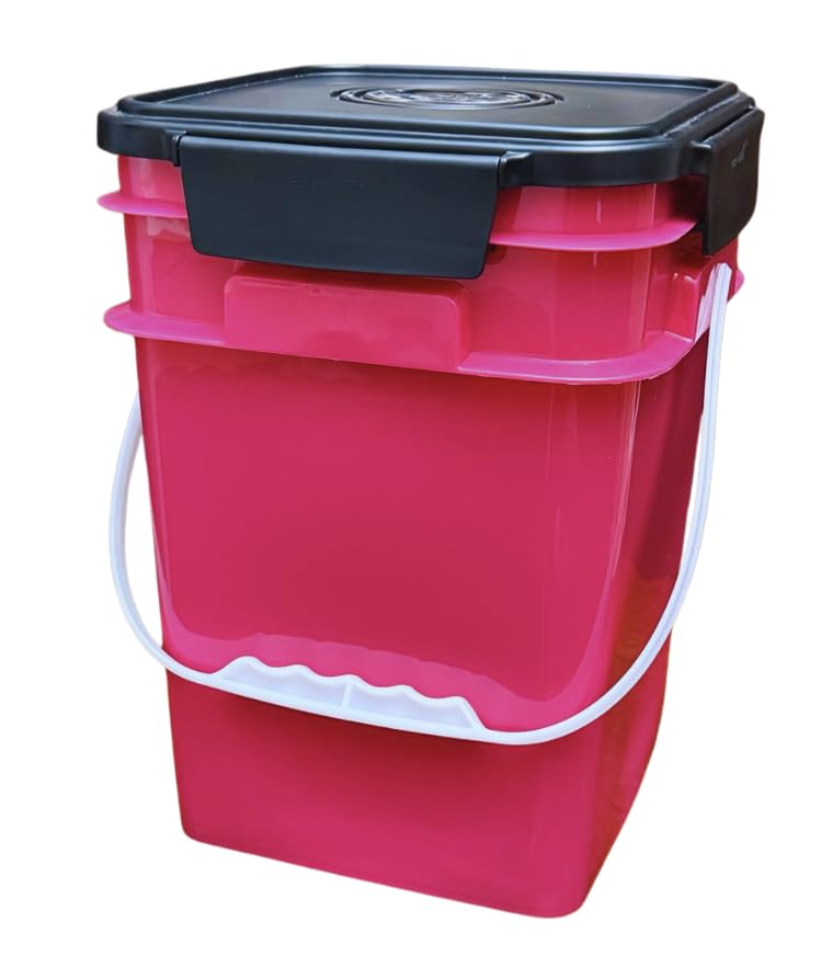 4 Gallon Square Food Grade Bucket Pail with Plastic Handles and Lid