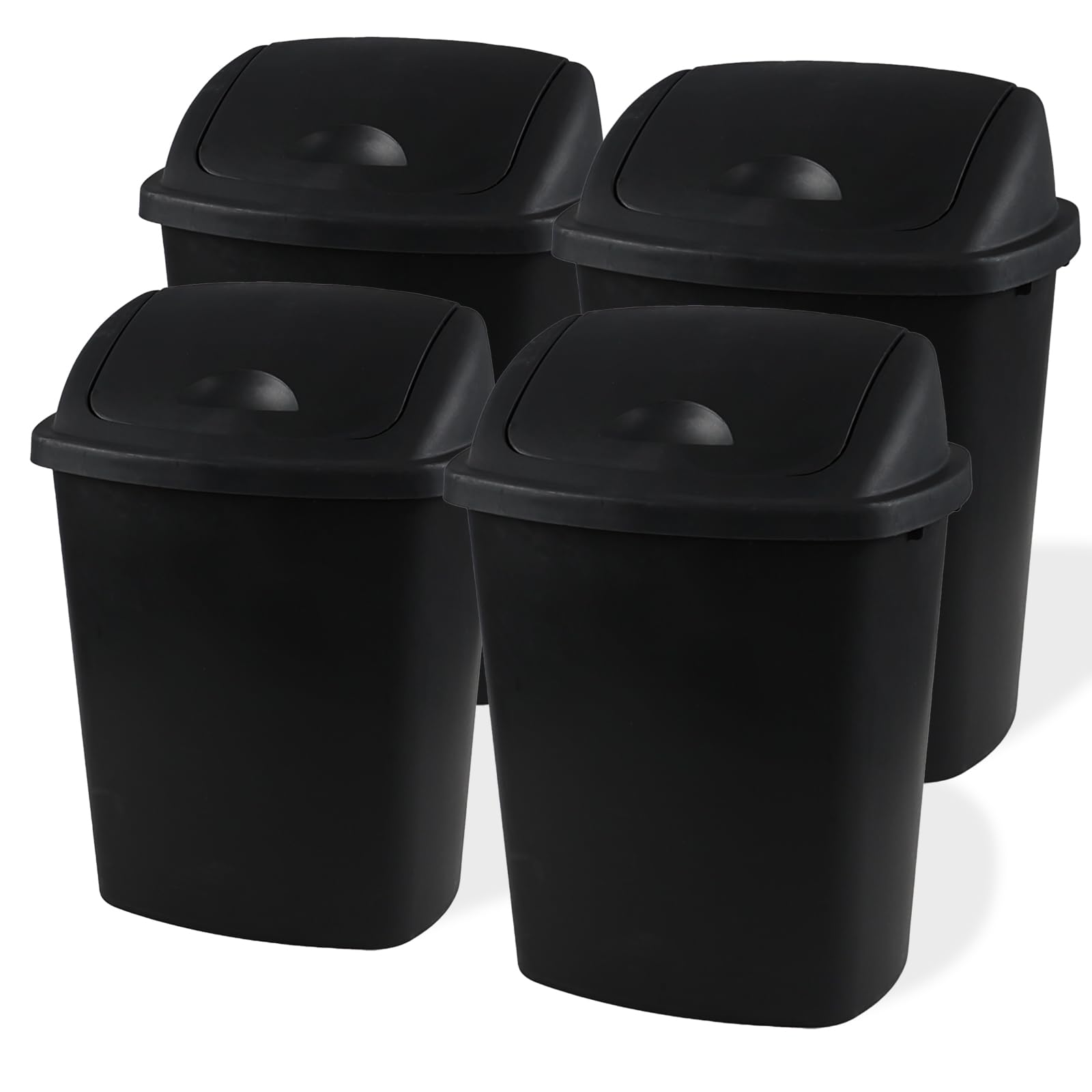 6 Gallon Plastic Garbage Cans with Swing Lid (4 Count)