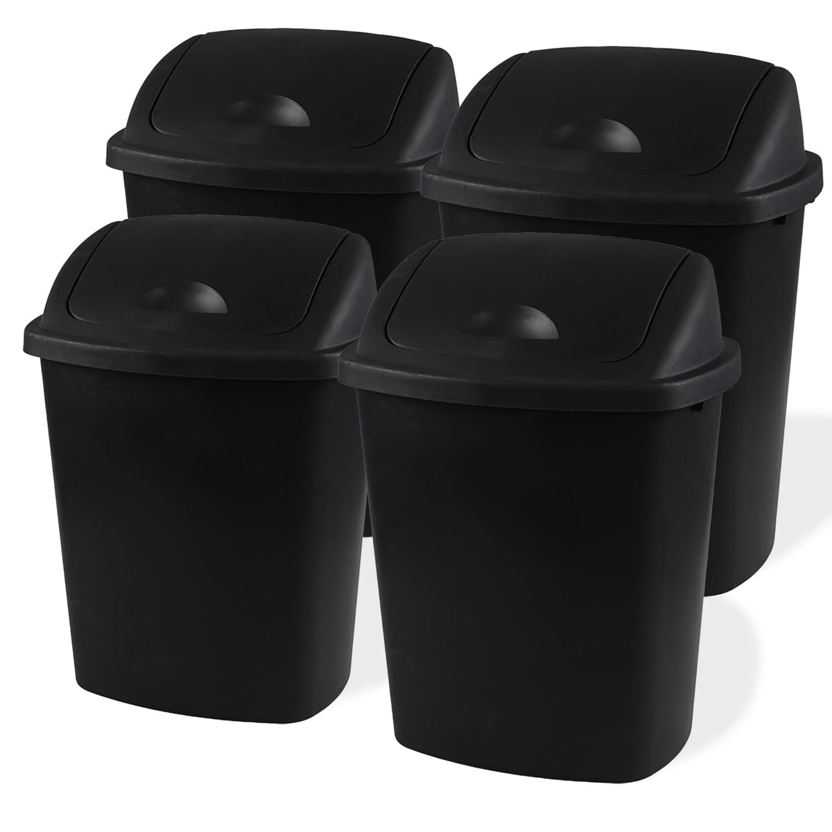 10 Gallon 4 Pack Plastic Swing Top Trash Cans (4 Count)