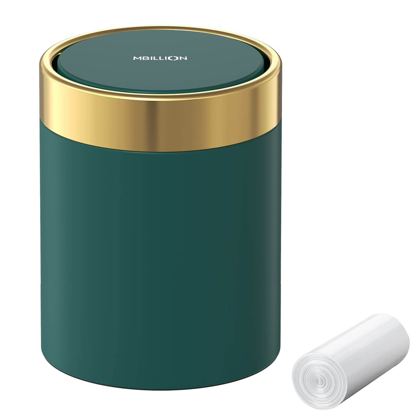 0.4 Gal Dark Green Desktop Mini Swing Lid Trash Can