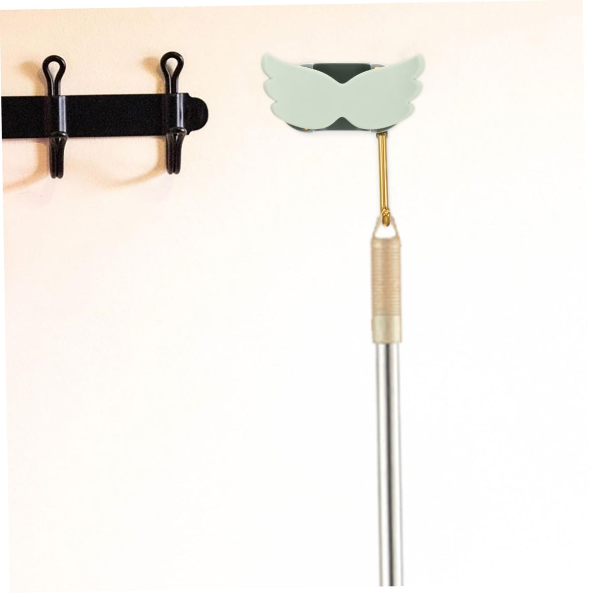 Cartoon Mask Mop Holder Wall Mount Broom Organizer with Adhesive Hook for Kitchen and Bathroom Cleaning Tool Storage PP and TPR Material Fun and Light