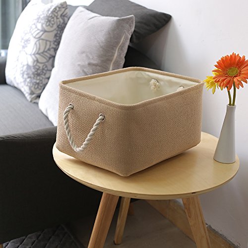 Decorative Basket Rectangular Small Storage Basket Fabric Storage Bin Organizer Basket with Handles for Clothes Storage