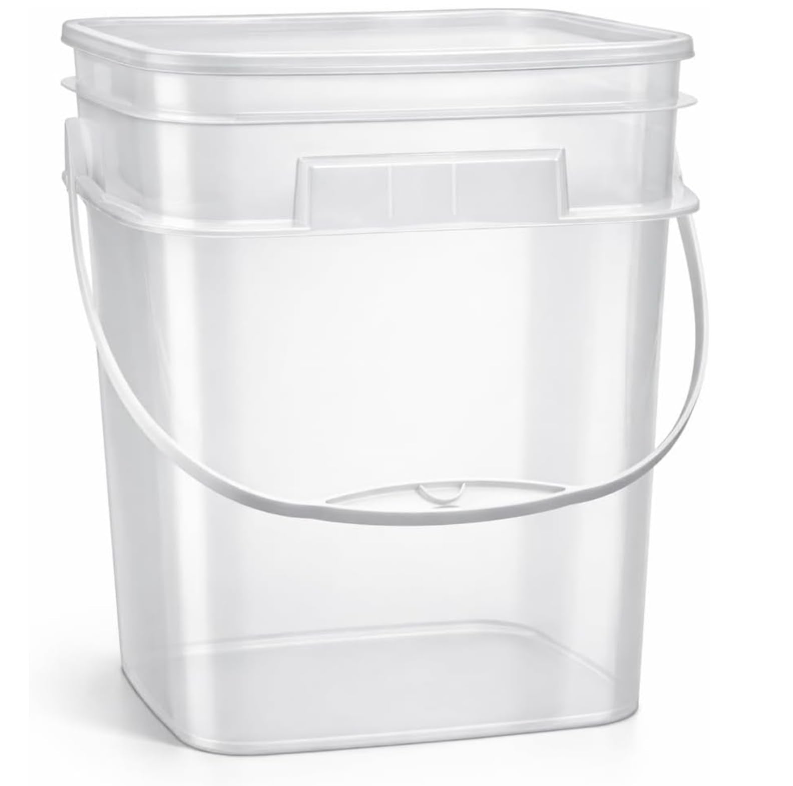 4 Gallon Square Food Grade Bucket Pail with Plastic Handles and Lid