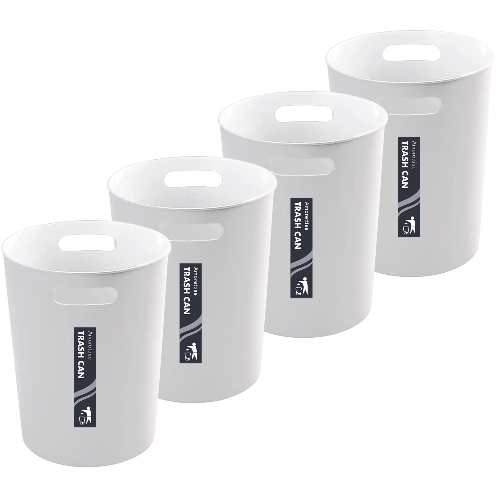 4 Pack Small Trash Can 3 Gallon Garbage Can Bathroom Bedroom Kitchen White (4 Count)