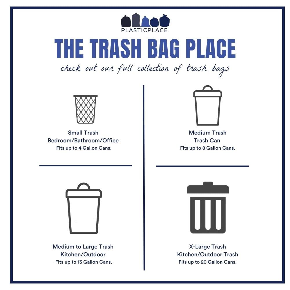 12 16 Gallon Trash Bags │ 8 Microns │ Black High Density Liners │ 24" x 33" (1000 Count)