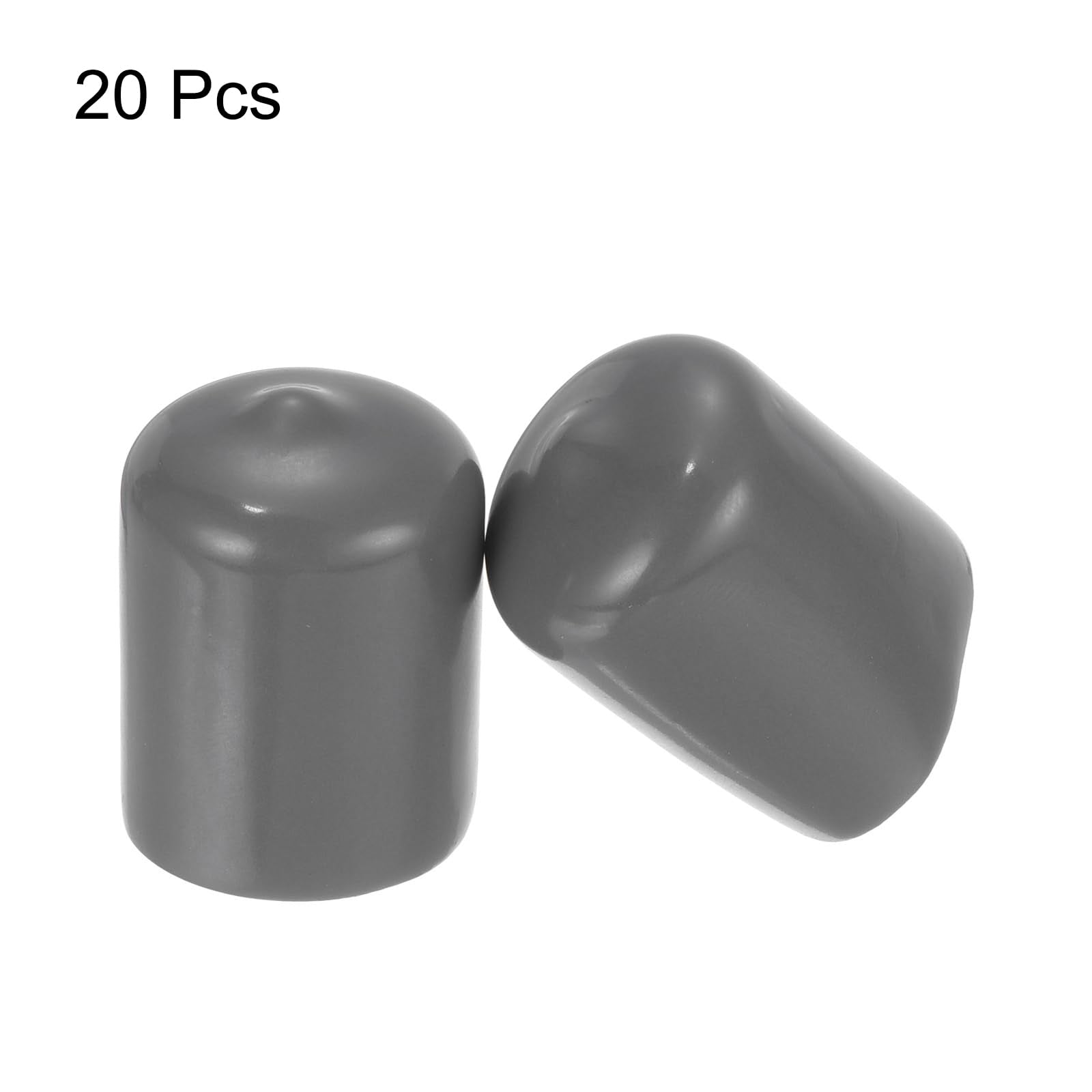20pcs Rubber End Caps 21mm ID Vinyl PVC Round Tube Bolt Cap Cover Screw Thread Protectors Dark Grey
