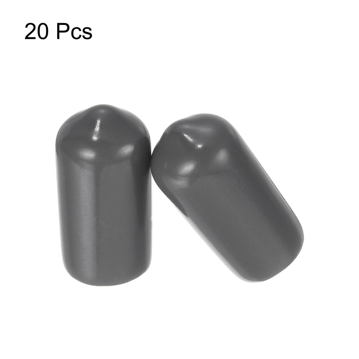 20pcs Rubber End Caps 8mm ID Vinyl PVC Round Tube Bolt Cap Cover Screw Thread Protectors Dark Grey