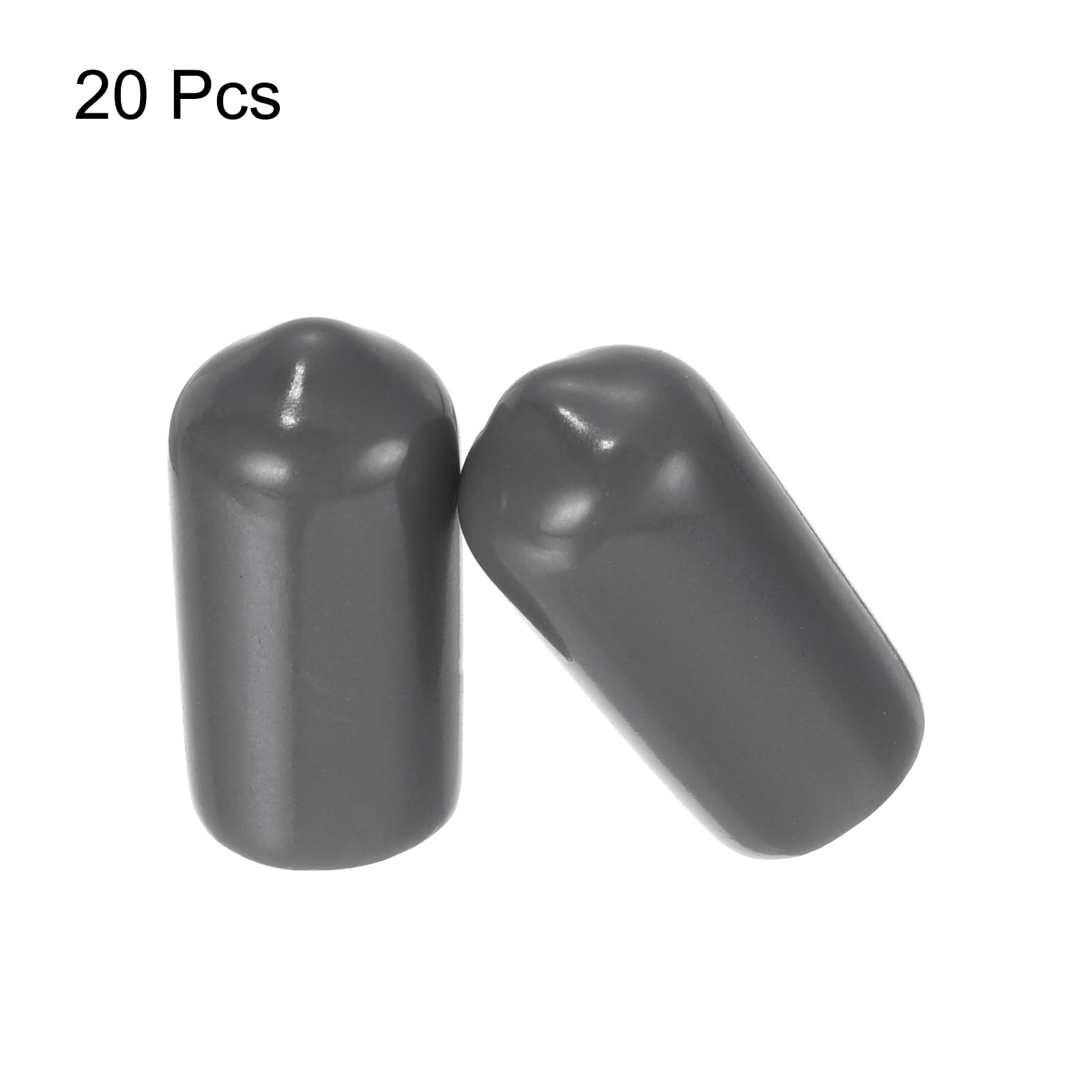 20pcs Rubber End Caps 8mm ID Vinyl PVC Round Tube Bolt Cap Cover Screw Thread Protectors Dark Grey
