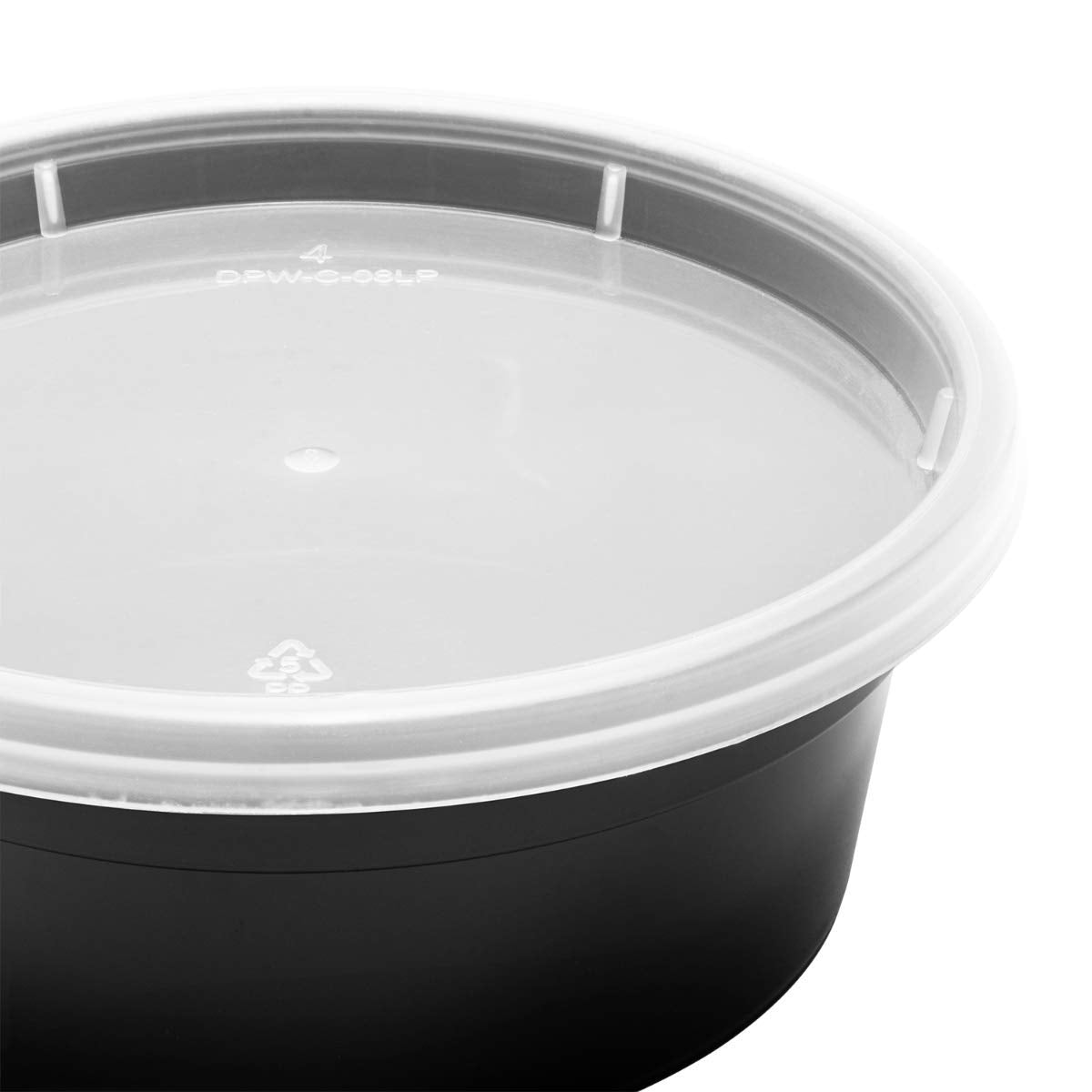 8oz 240 ct Black PP Injection Molded Round Deli Containers with Lids (240 Count)