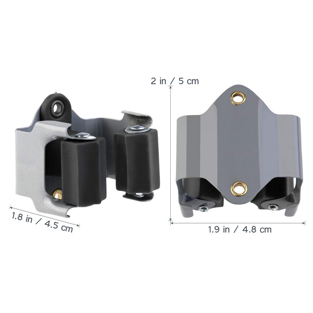 Broom Holder Wall Mount 10 Pack Heavy Duty Metal Mop Broomstick Shovel Handle Hanging Clips Clamp Organizer Hanger Rack Gripper Black (10 Count)