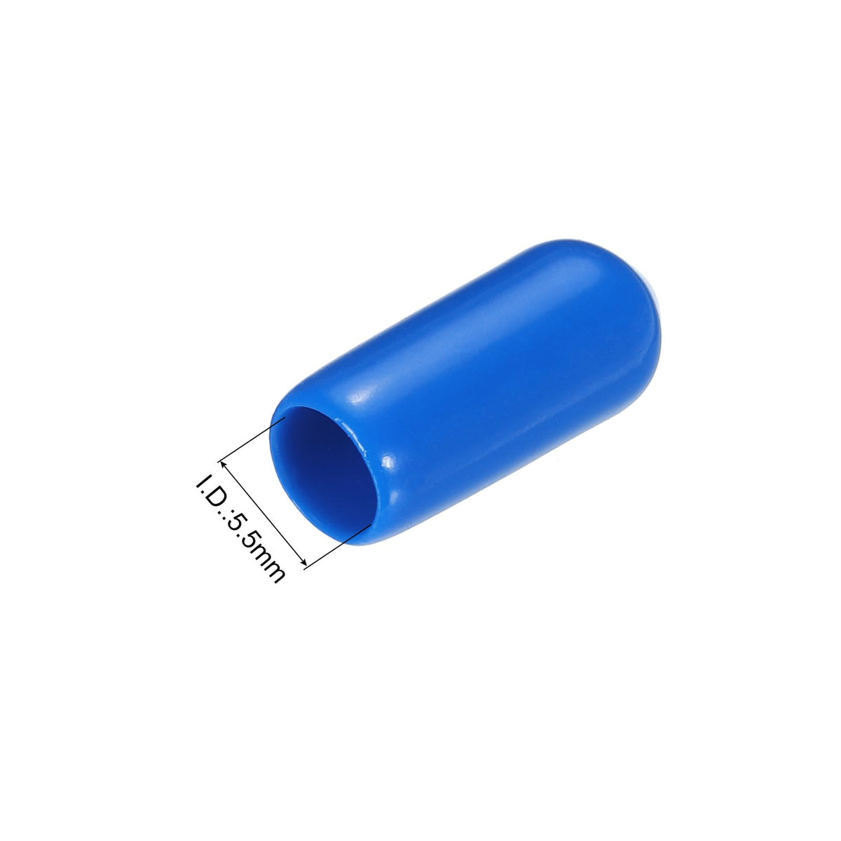 20pcs Rubber End Caps 5.5mm ID Vinyl PVC Round Tube Bolt Cap Cover Screw Thread Protectors Blue