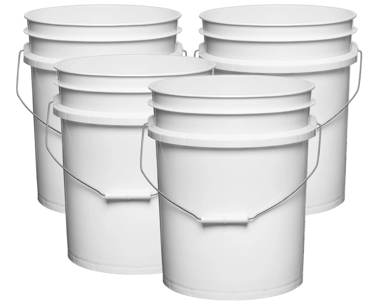 5 Gallon Premium HPDE Plastic Bucket (4 Count)