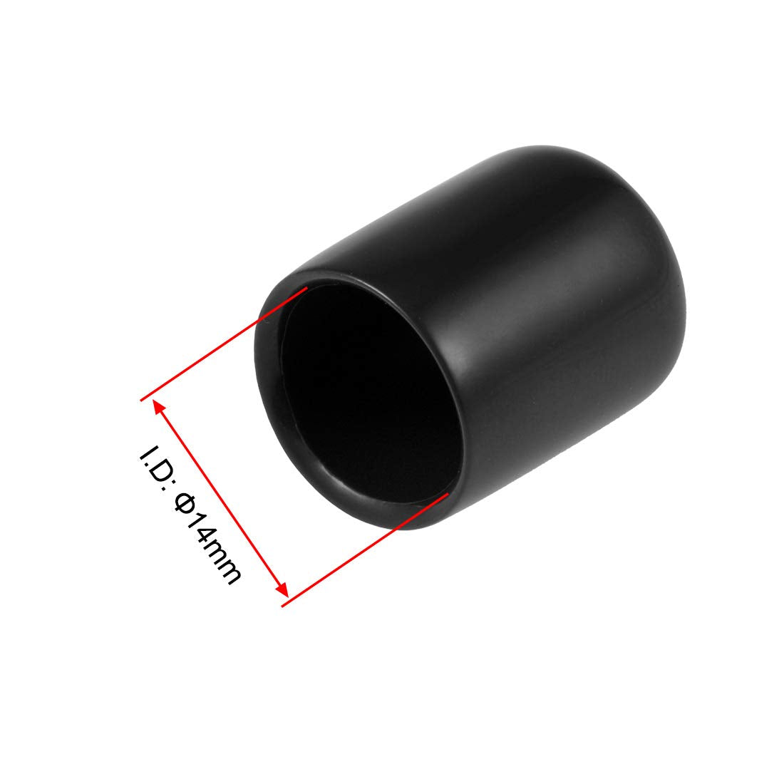 20pcs Rubber End Caps 14mm ID Vinyl Round Tube Bolt Cap Cover Thread Protectors Black (20 Count)