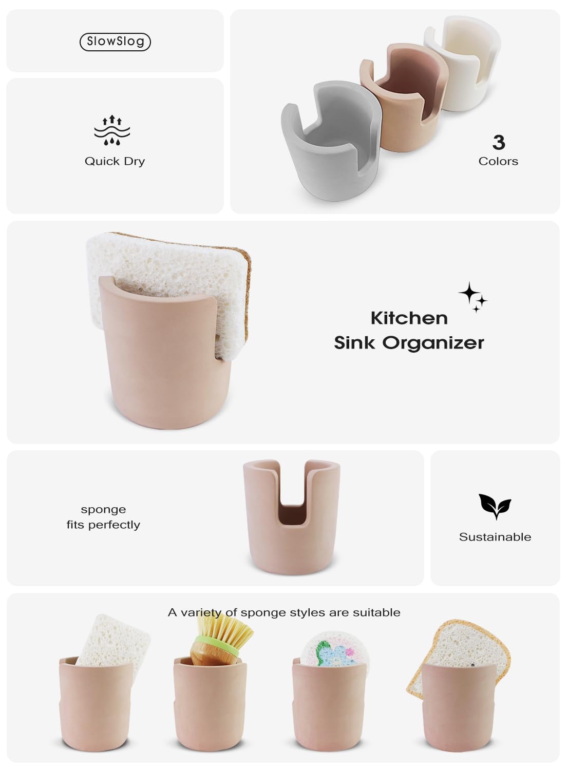 Stone Sponge Holder for Countertop Organizer