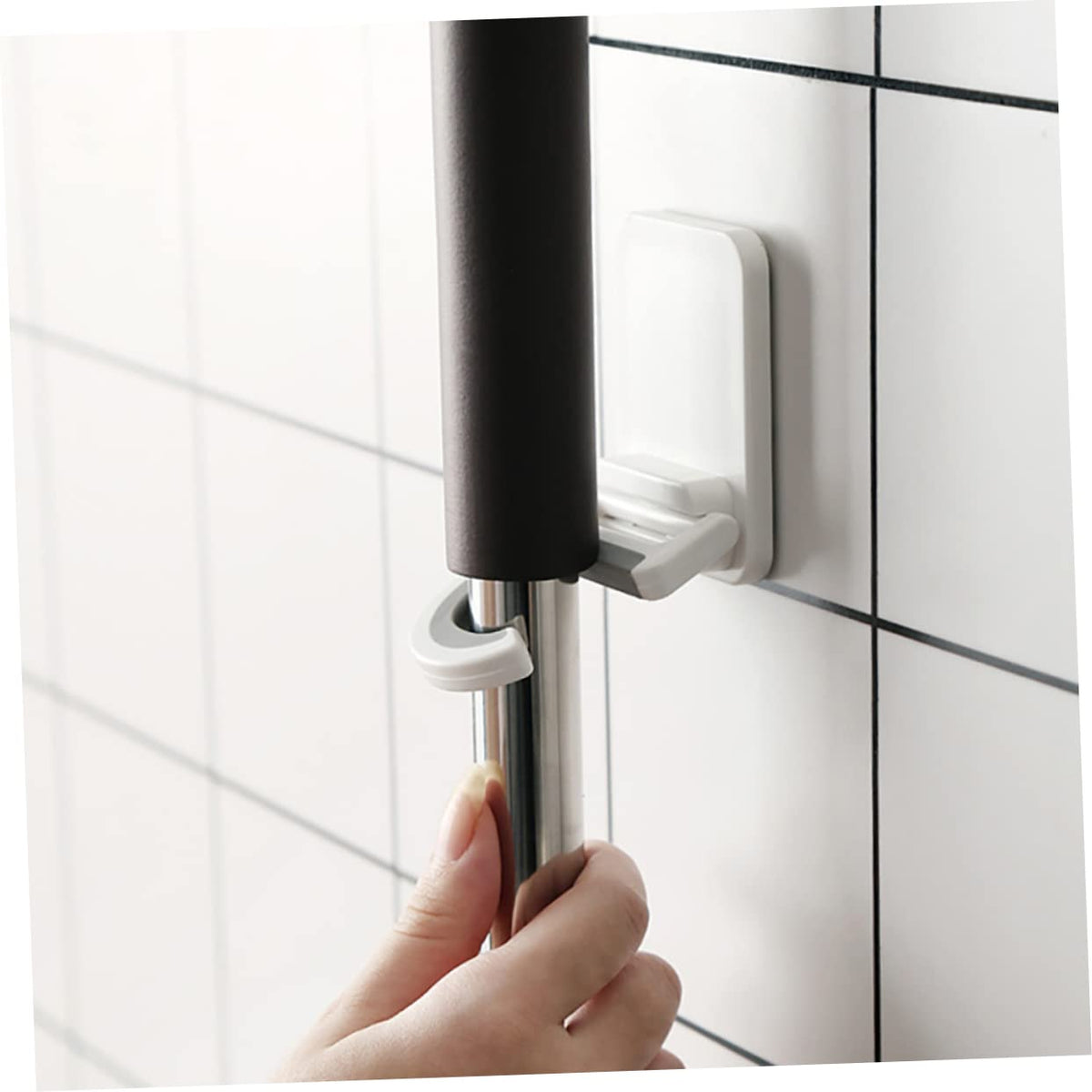 3pcs Punch Wall Mounted Mop Hooks Mop Organizer Multi Functional Broom Holder for Home Kitchen Garage Storage