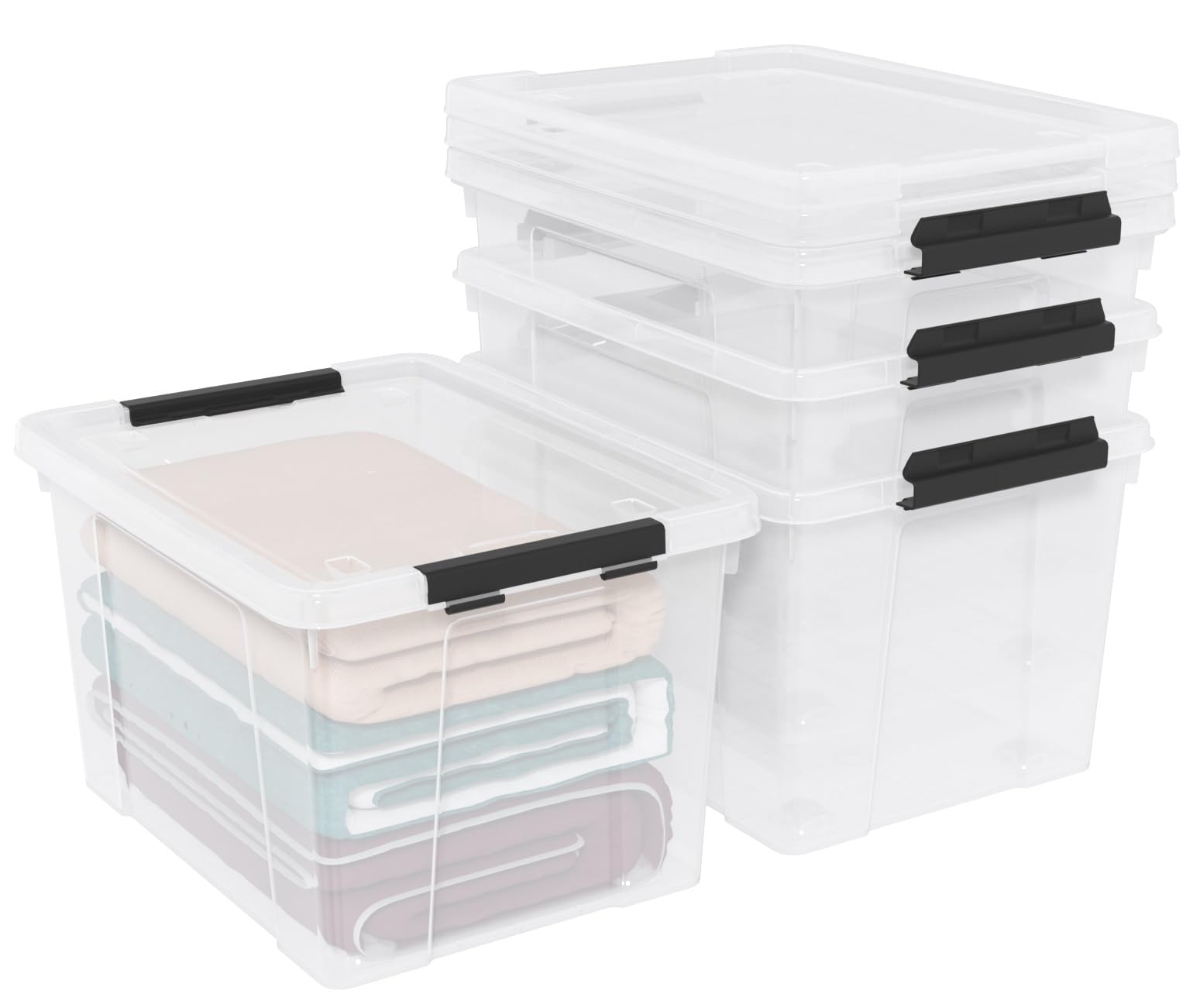 50 Quart Large Clear Plastic Storage Boxes Bin with Lid (4 Count)