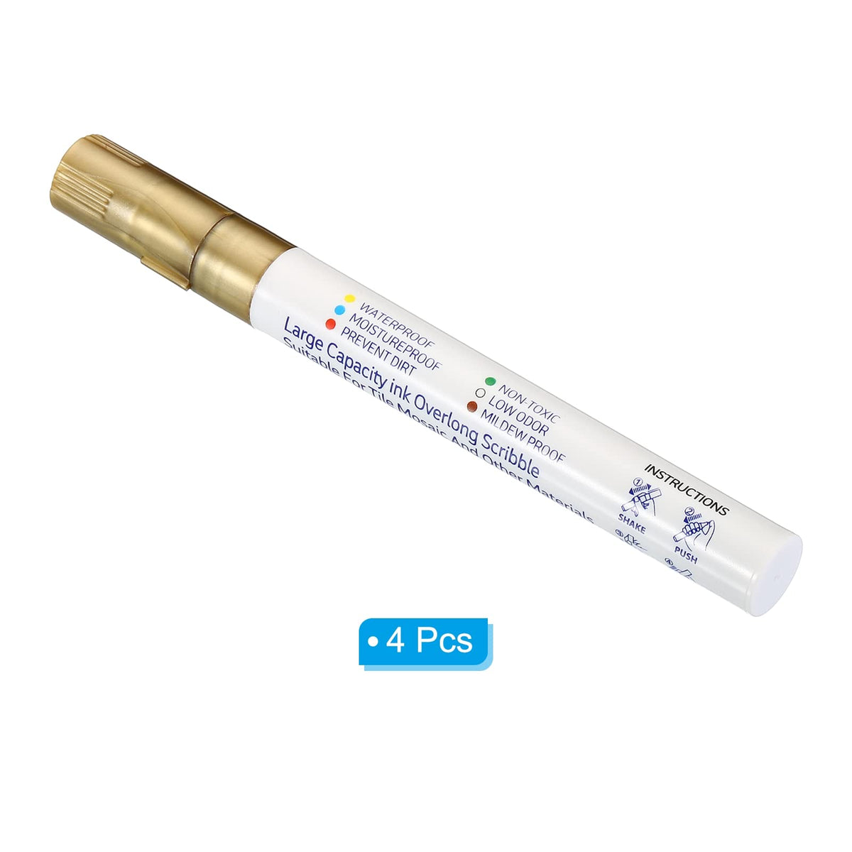 Grout Pen 4 Pack Golden Tile Marker Waterproof Grout Sealer Pen Tile Repair Pens Paint Pens for Wall Floor Bathroom Kitchen Refresh (4 Count)