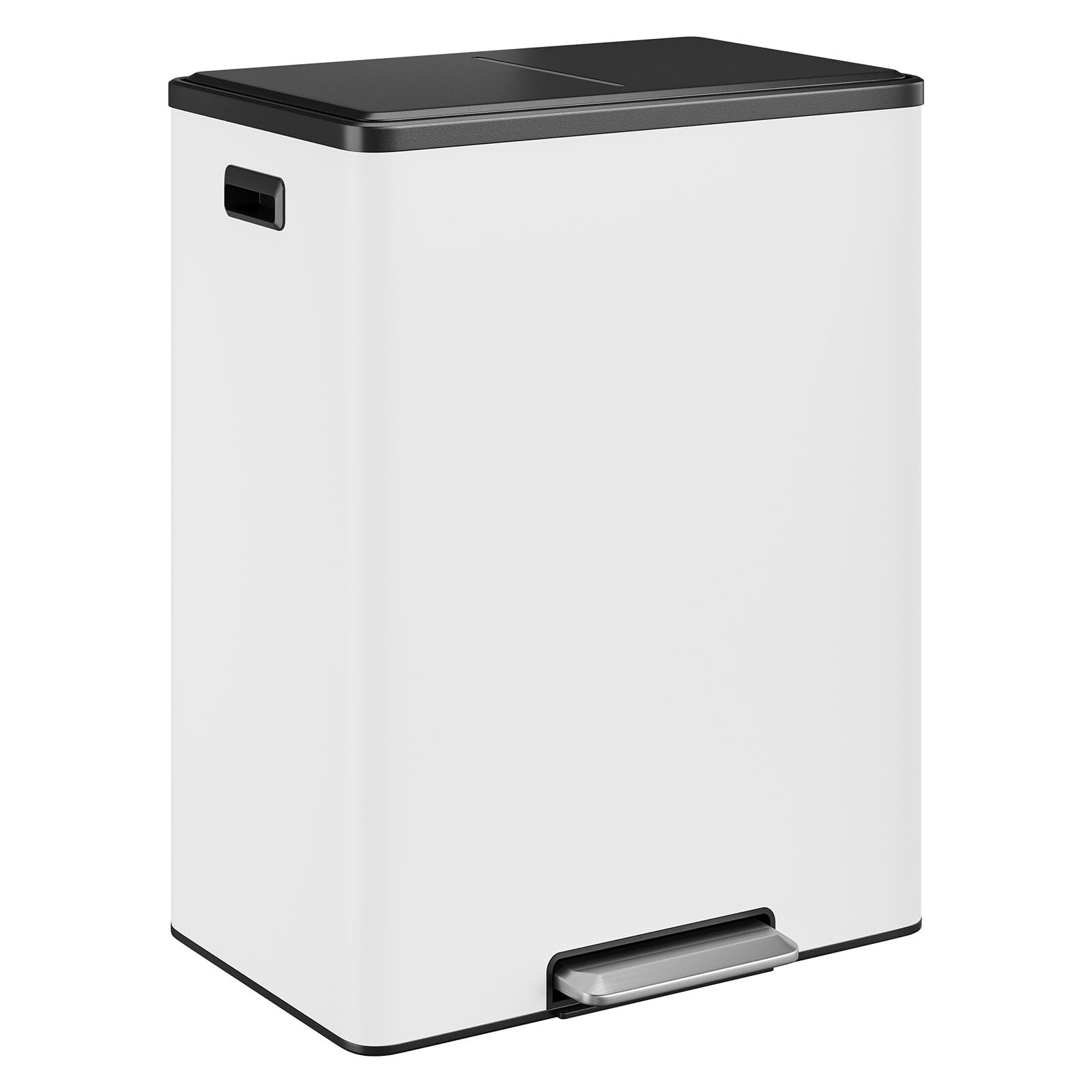 Dual Trash Can Stainless Steel Kitchen Recycling Bin Foot Pedal