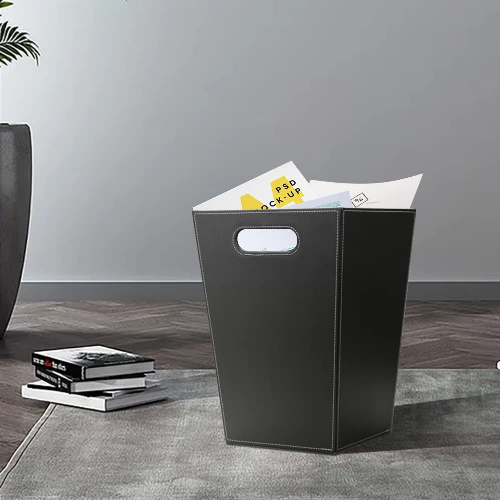 Classic Pu Leather Trash Can Wastebasket