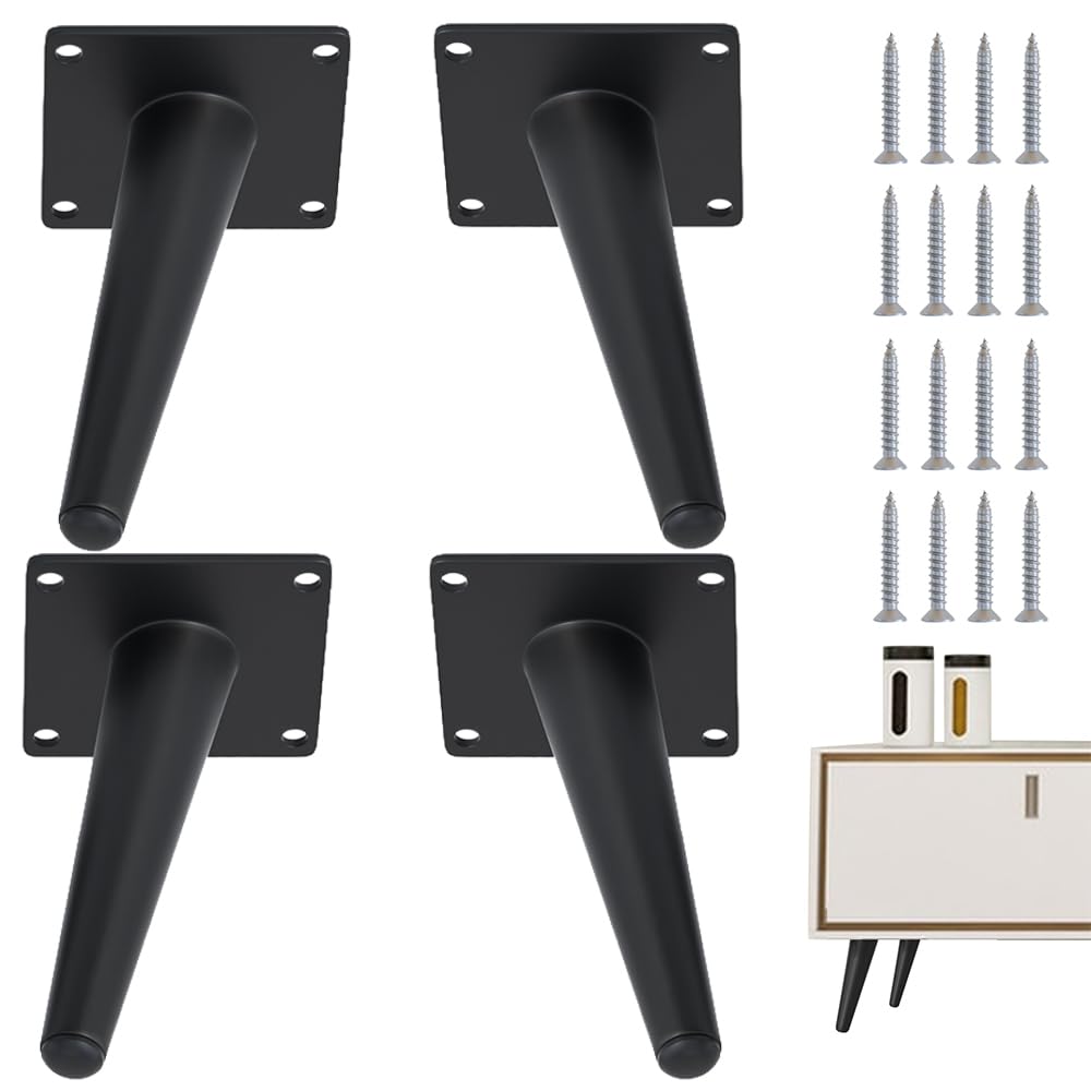 4PCS 5 Inch Matte Black Tapered Angled Legs for Furniture