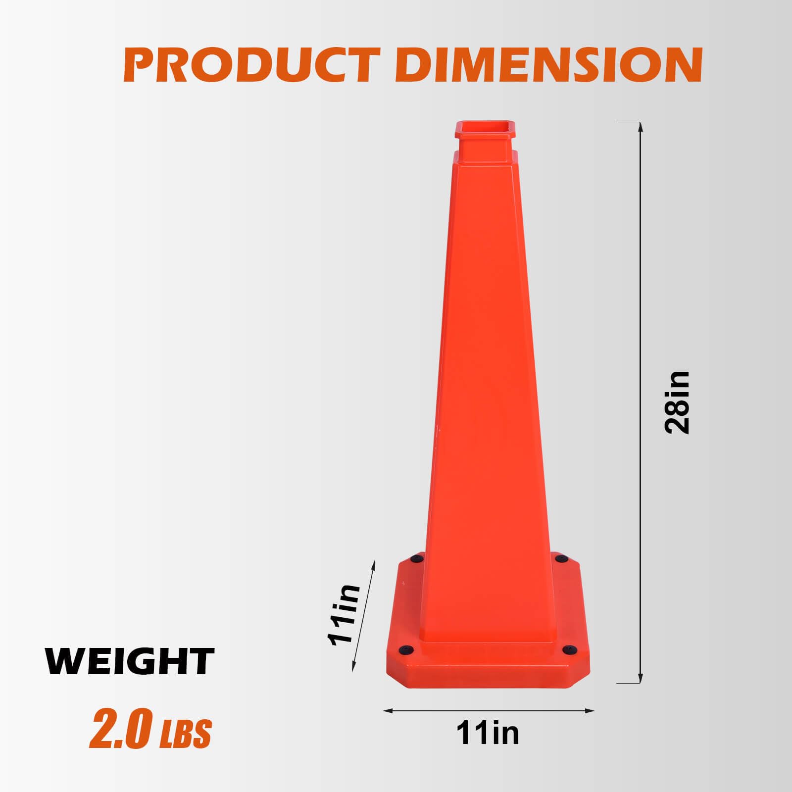 6 Pack 28 Inch Solid Orange Traffic Cone