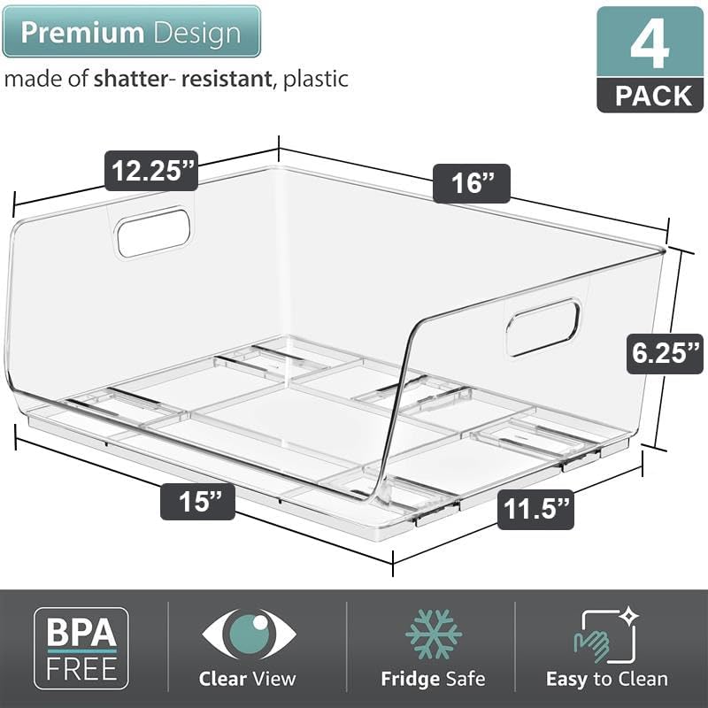 Stackable Storage Bins Open Front (4 Count)