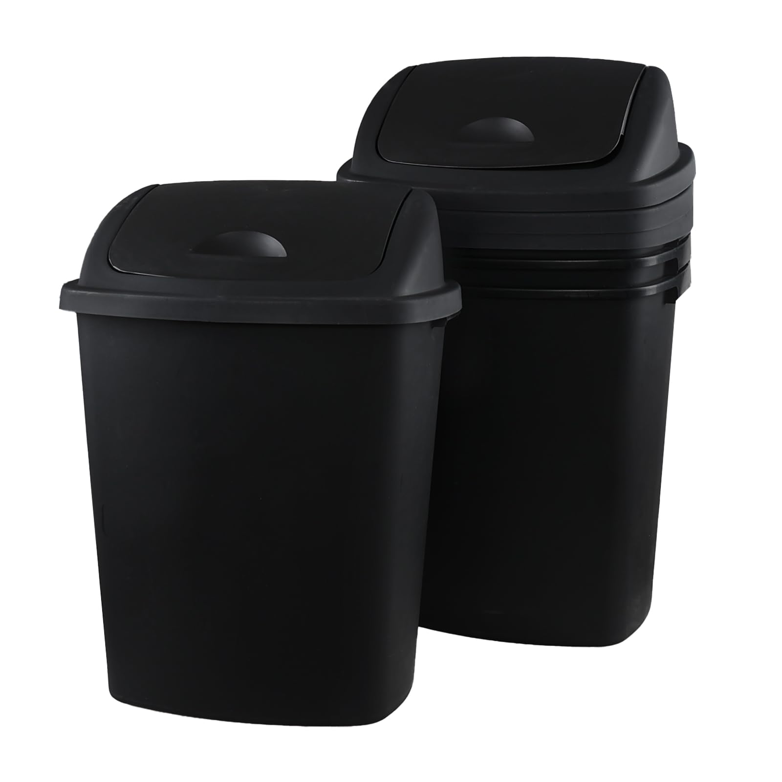 4 Pack 18 Gal Tall Plastic Kitchen Trash Cans with Swing Top (4 Count)