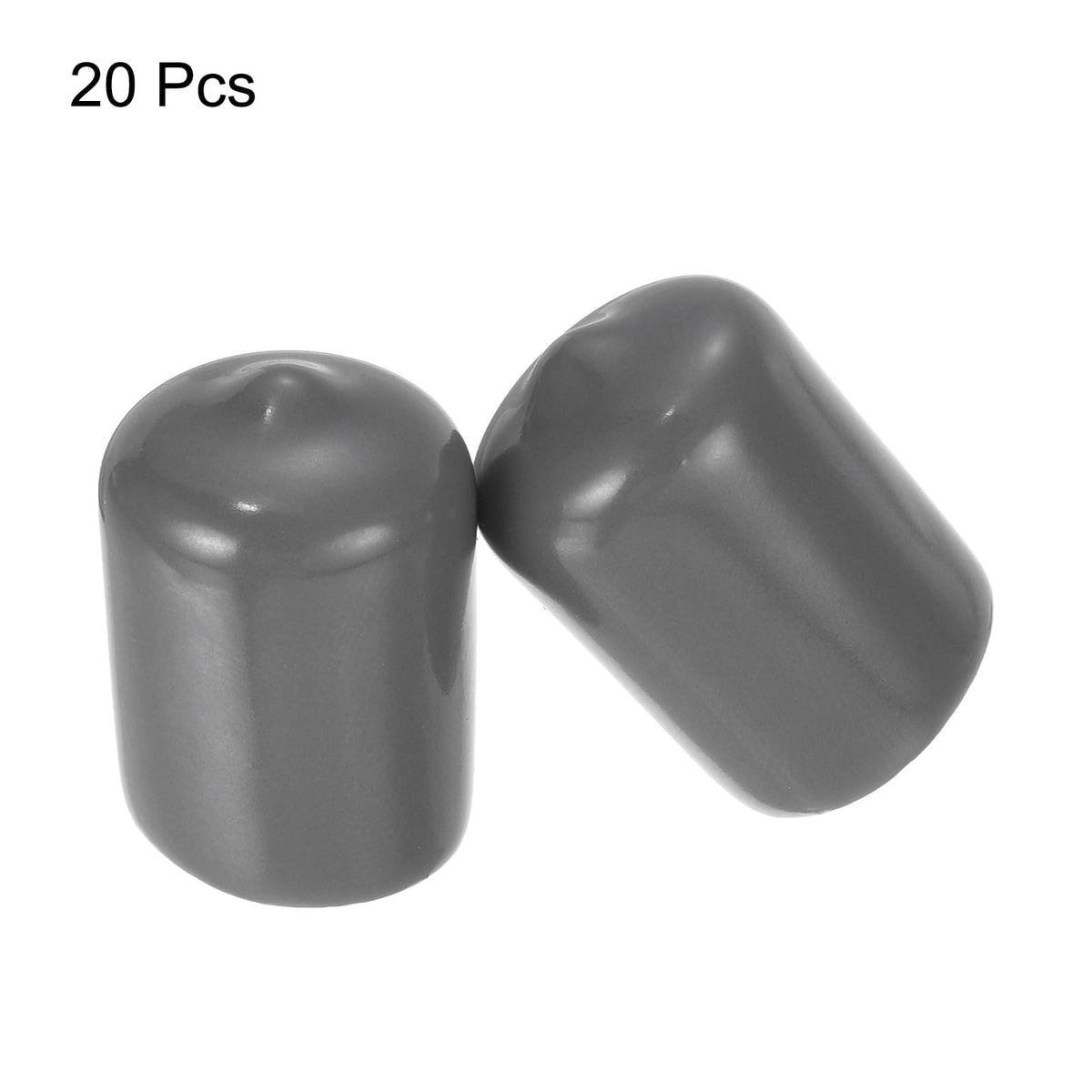 20pcs Rubber End Caps 15mm ID Vinyl PVC Round Tube Bolt Cap Cover Screw Thread Protectors Dark Grey
