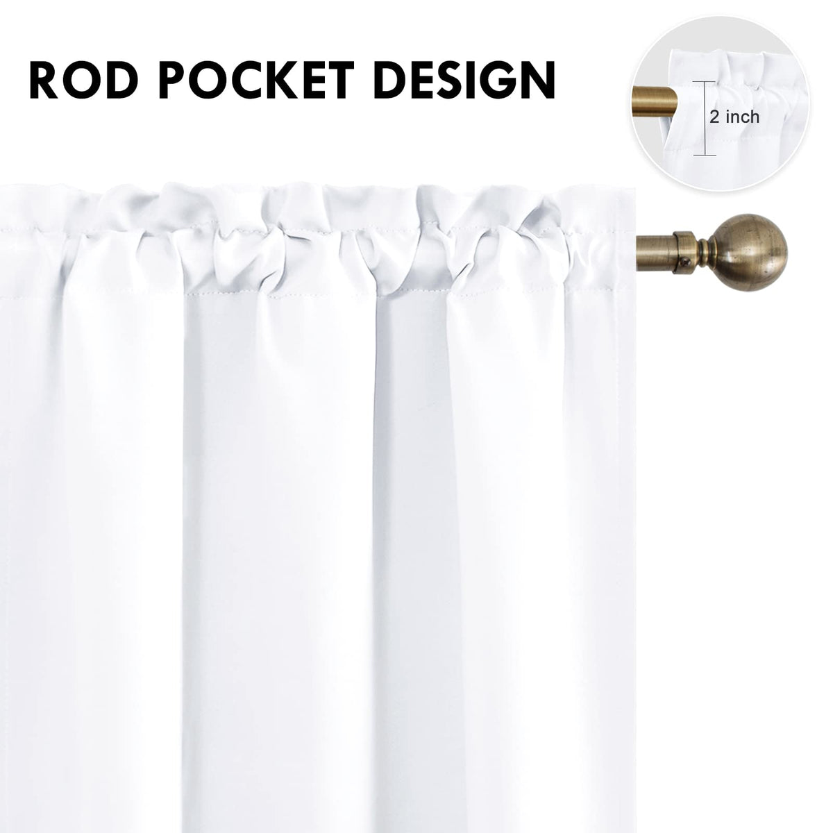 White Short Curtains 36 inches Long for Kitchen RV Bunk 2 Panels (2 Count)
