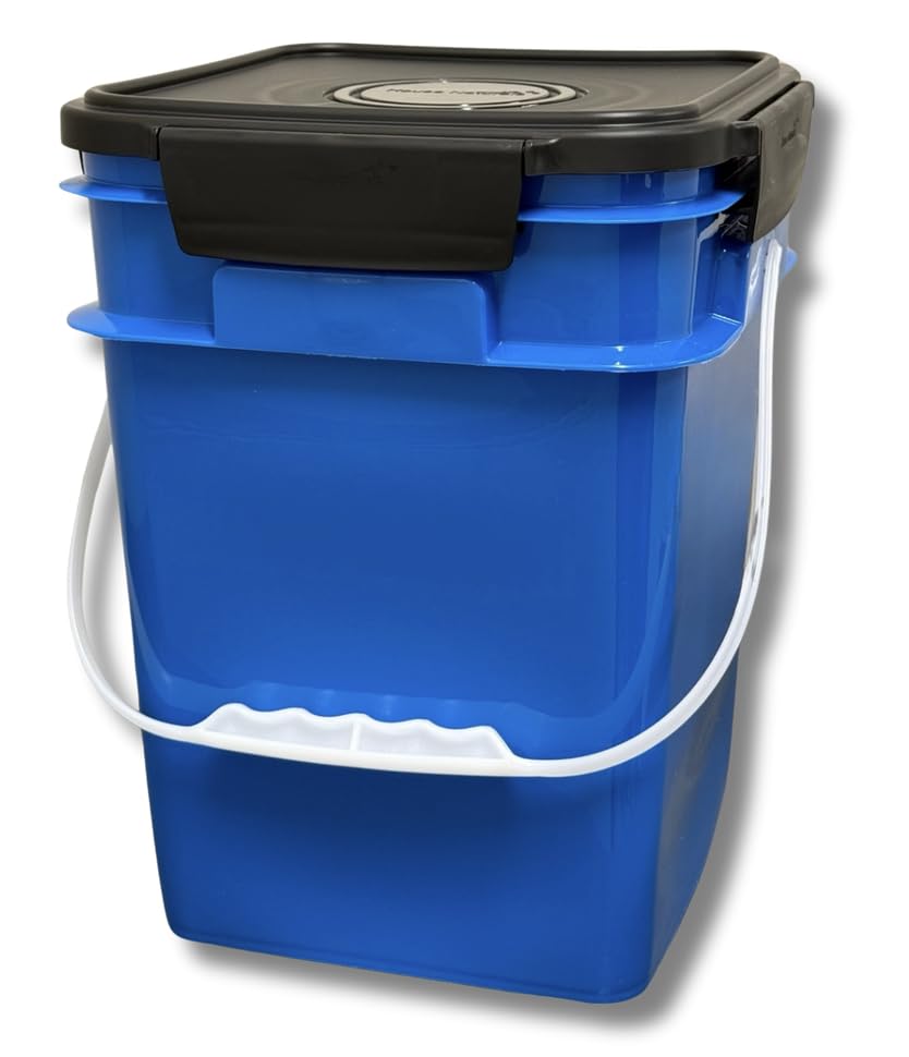 4 Gallon Square Food Grade Bucket Pail with Plastic Handles and Lid