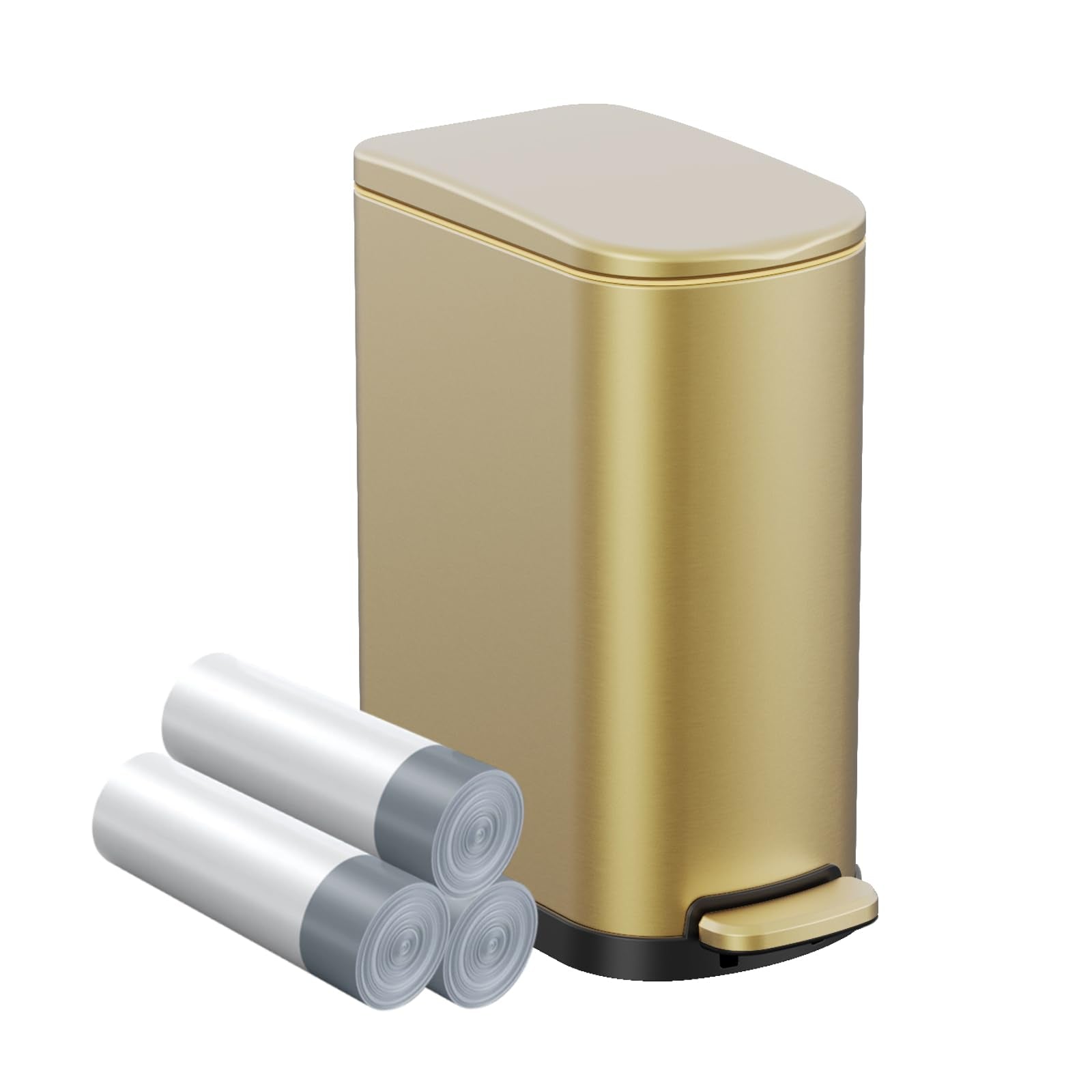 2.6 Gallon Slim Bathroom Trash Can with Soft Close Foot Pedal