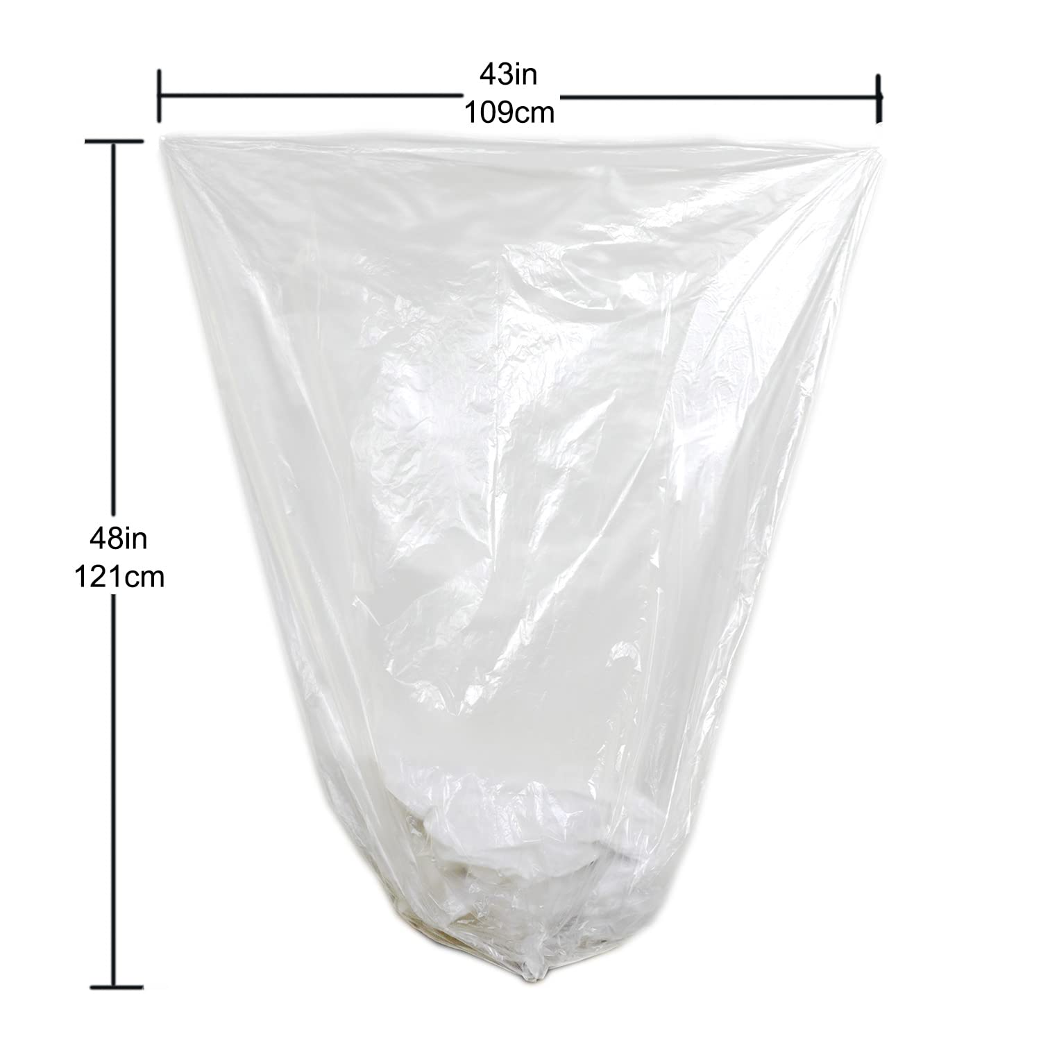45 48 Gallon Clear Trash Bags Can Liners 43" x 48" 200 Pack (200 Count)
