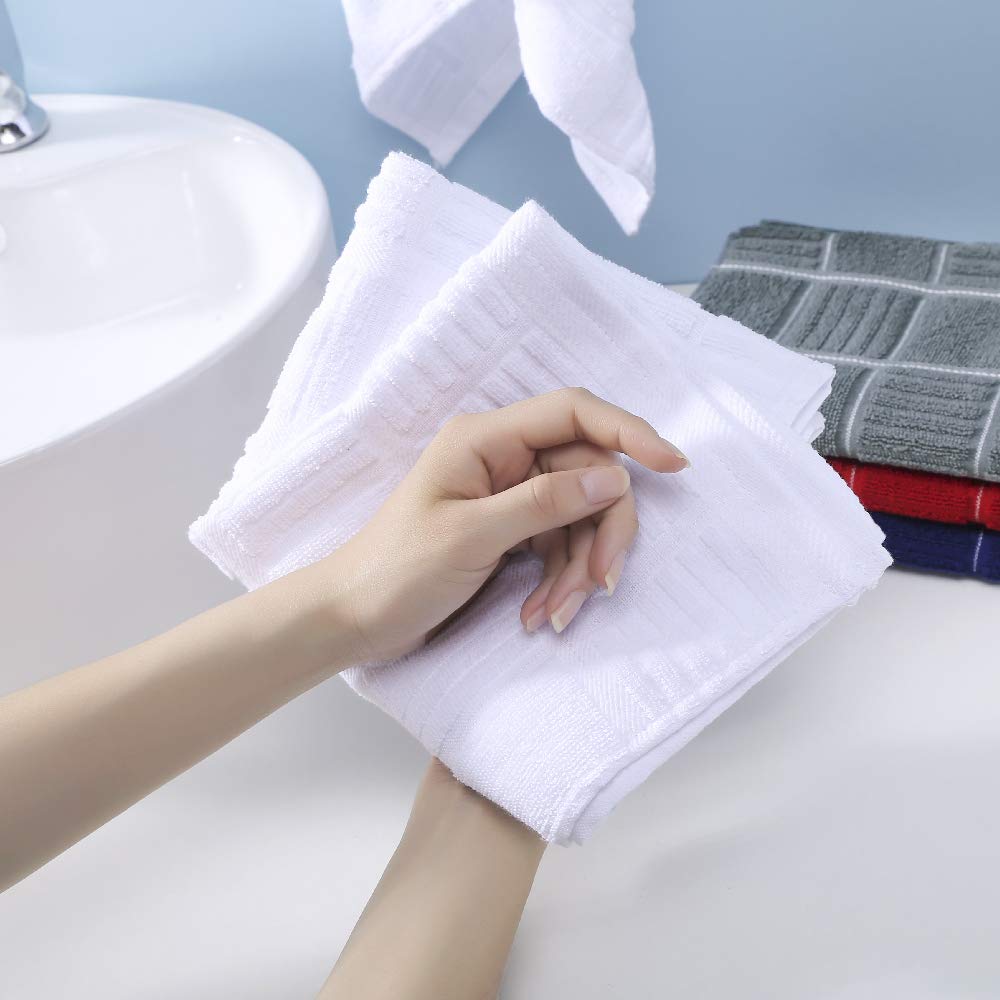Kitchen Dish Towels Heavy Duty Absorbent Dish Cloths with Hanging Loop 100% Cotton Tea Bar Towels (3 Count)