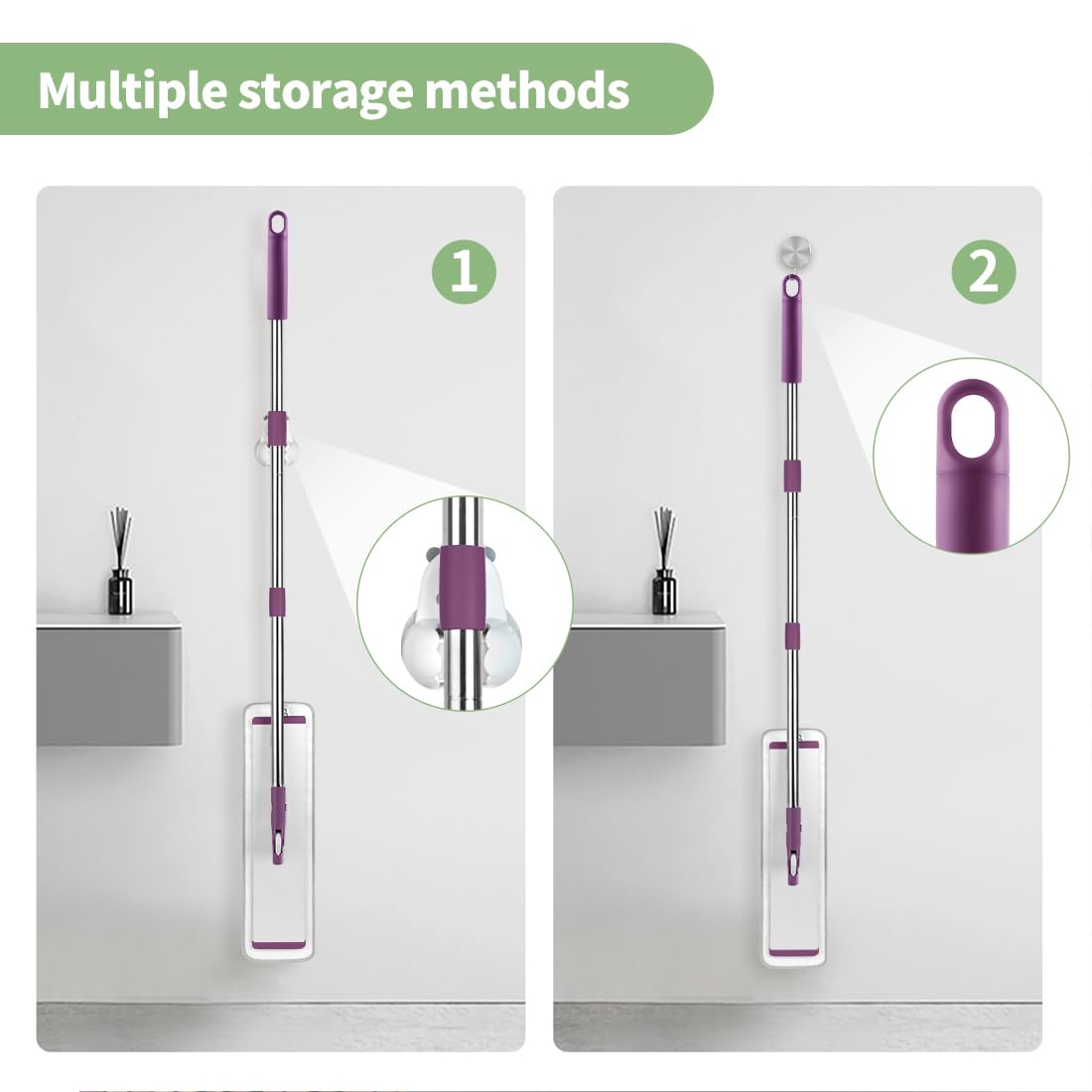 18" Commercial Flat Microfiber Floor Mop Cleaning System with 4 Washable Pads Cleaner for Laminate Tile