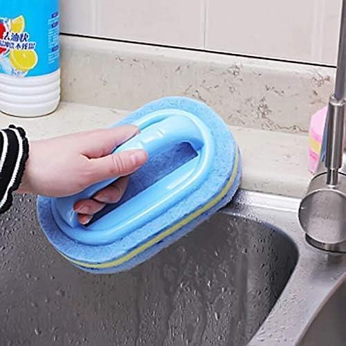 2 Piece Cleaning Brush for Bathroom Kitchen Bathtub Toilet Cleaner All Purpose Shower Sponge Scrubbing Brush with Ergonomic Handle (4 Count)