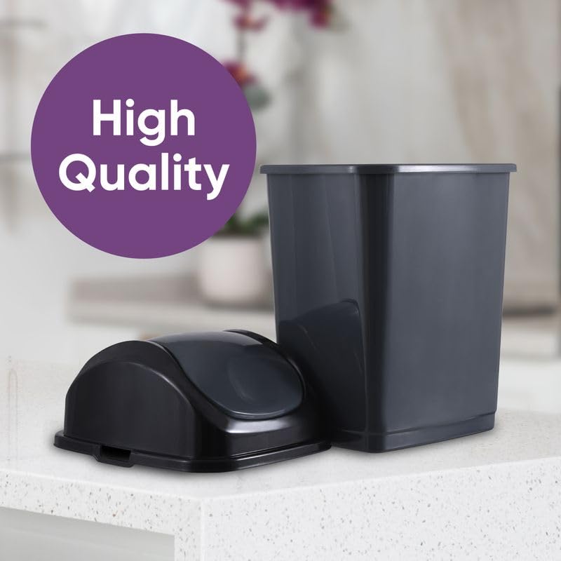 Kitchen Trash Can with Swing Top Lid 9 Gallon Slim Waste Bin 37 Qt Sturdy Plastic Garbage Can Medium Recycling Bin for Office