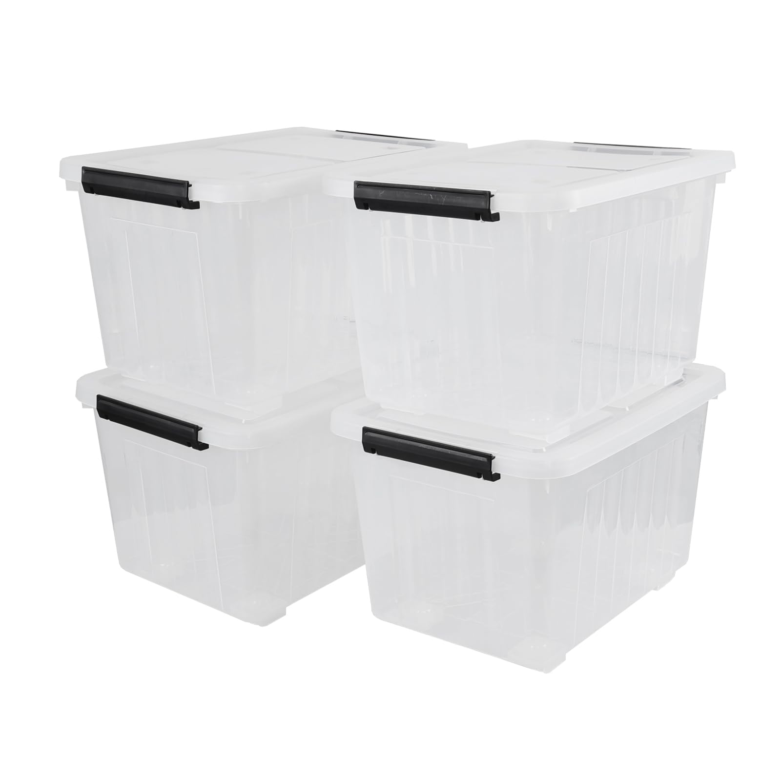 30 Quart Clear Plastic Latch Storage Bins with Wheels (4 Count)