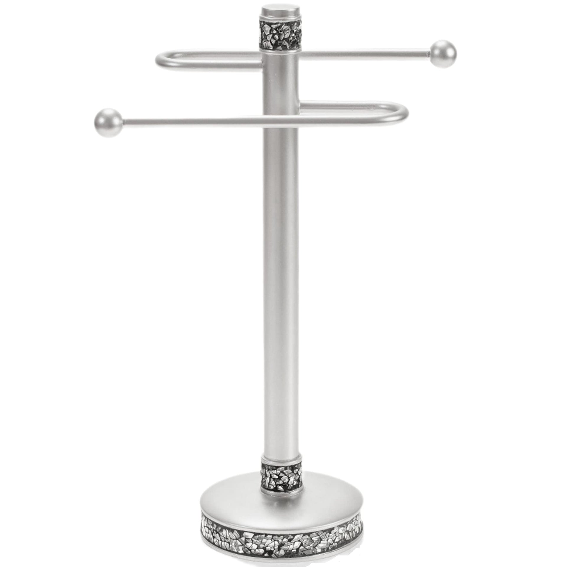 Crackled Glass Silver Free Standing Countertop Fingertip Towel Holder Stand