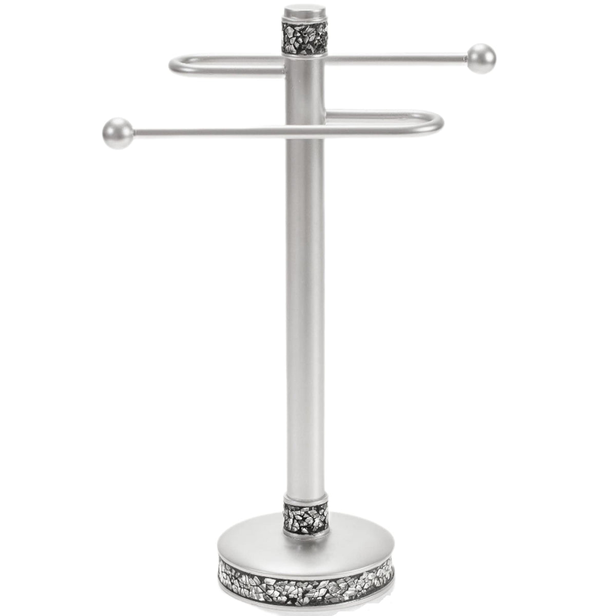 Crackled Glass Silver Free Standing Countertop Fingertip Towel Holder Stand