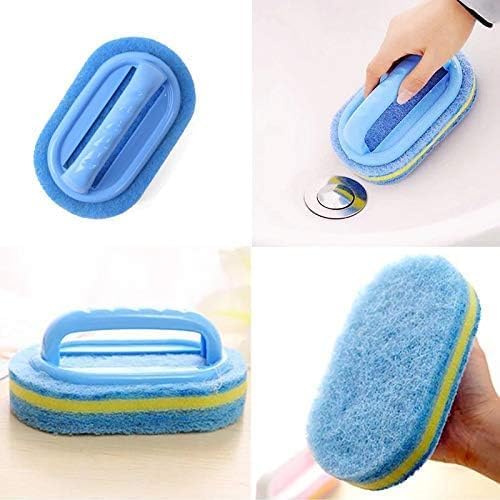 2 Piece Cleaning Brush for Bathroom Kitchen Bathtub Toilet Cleaner All Purpose Shower Sponge Scrubbing Brush with Ergonomic Handle (4 Count)