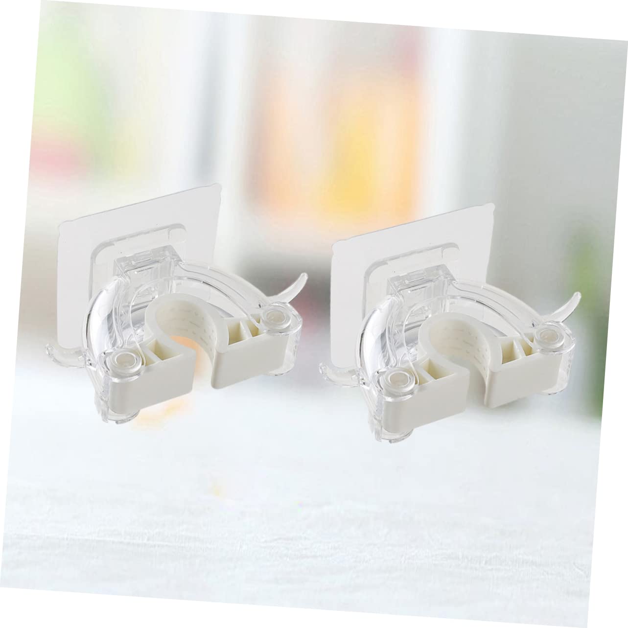 2 Pcs Seamless Mop Holder Wall Mounted No Drill Broom Hanger Clip Plastic Mop Hook for Home Kitchen Bathroom Organizer