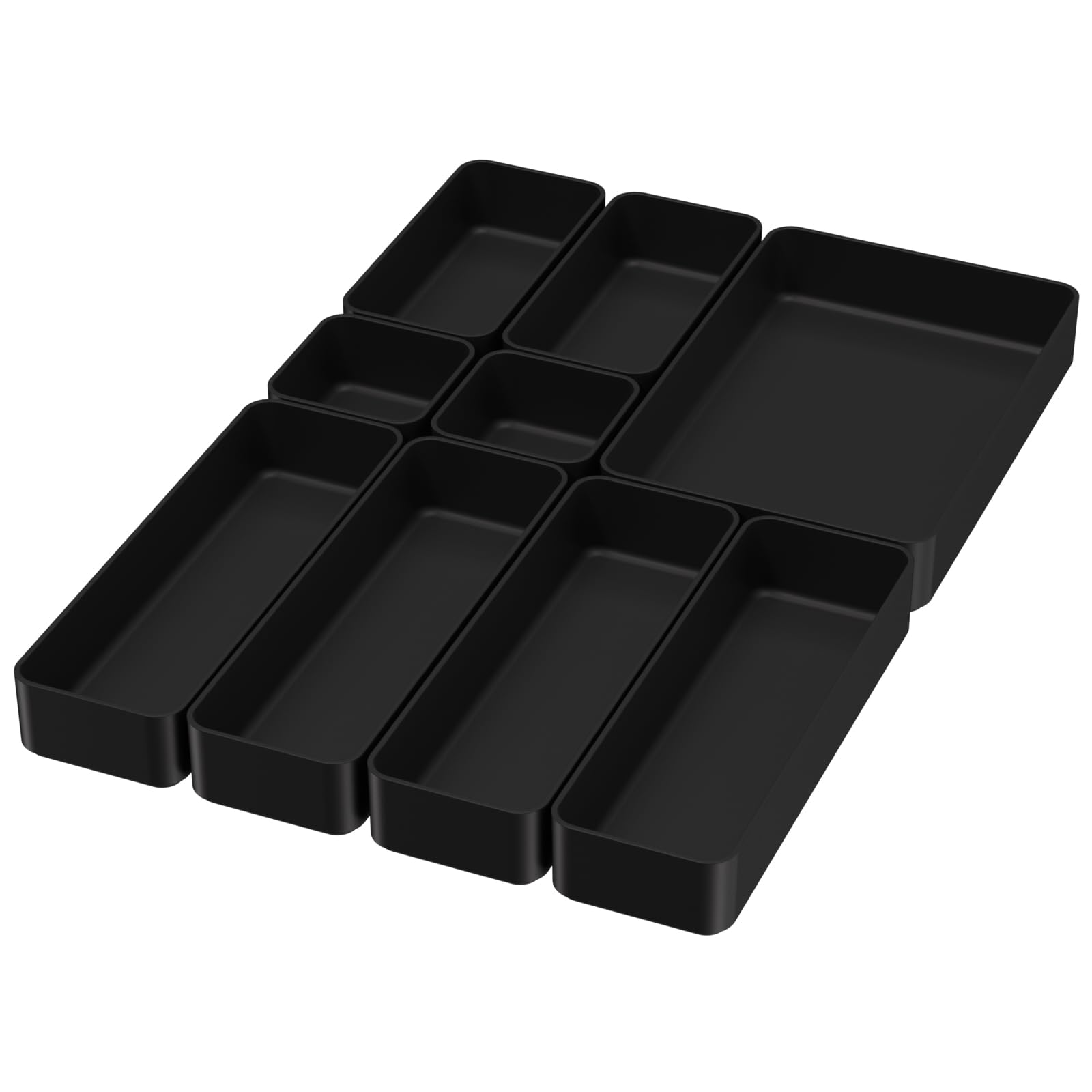 Black Bathroom Drawer Organizer Trays (62.0822 Ounce)