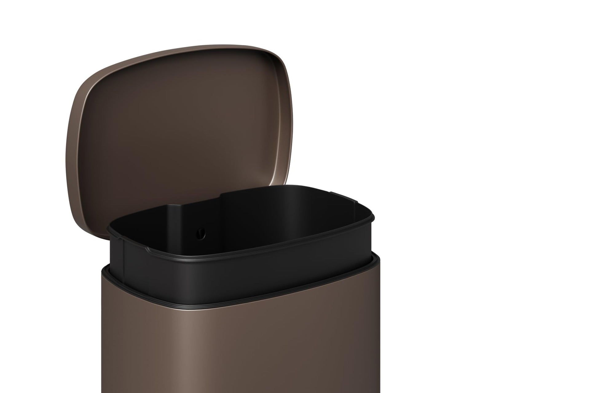 13 gal (50 L) and 2.6 gal (10 L) Metal Trash Can Combo Set, Rustproof Garbage Can with Lid, Step-on Trash Bin with Inner Bucket, Rear Handle, Brown
