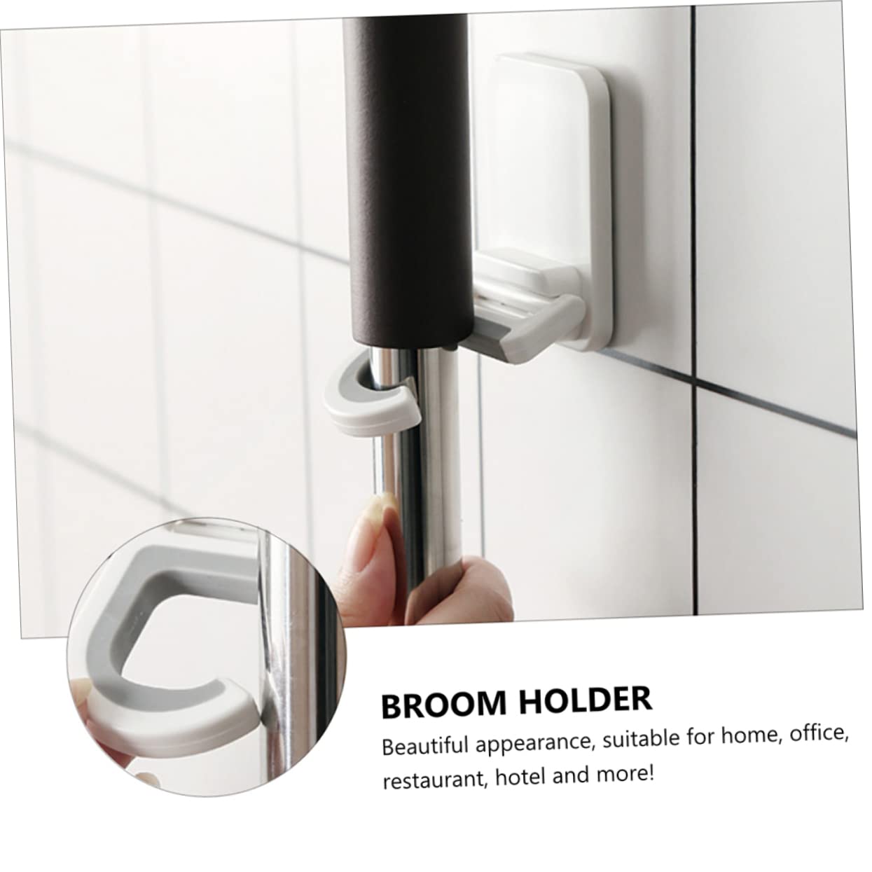 3pcs Punch Wall Mounted Mop Hooks Mop Organizer Multi Functional Broom Holder for Home Kitchen Garage Storage