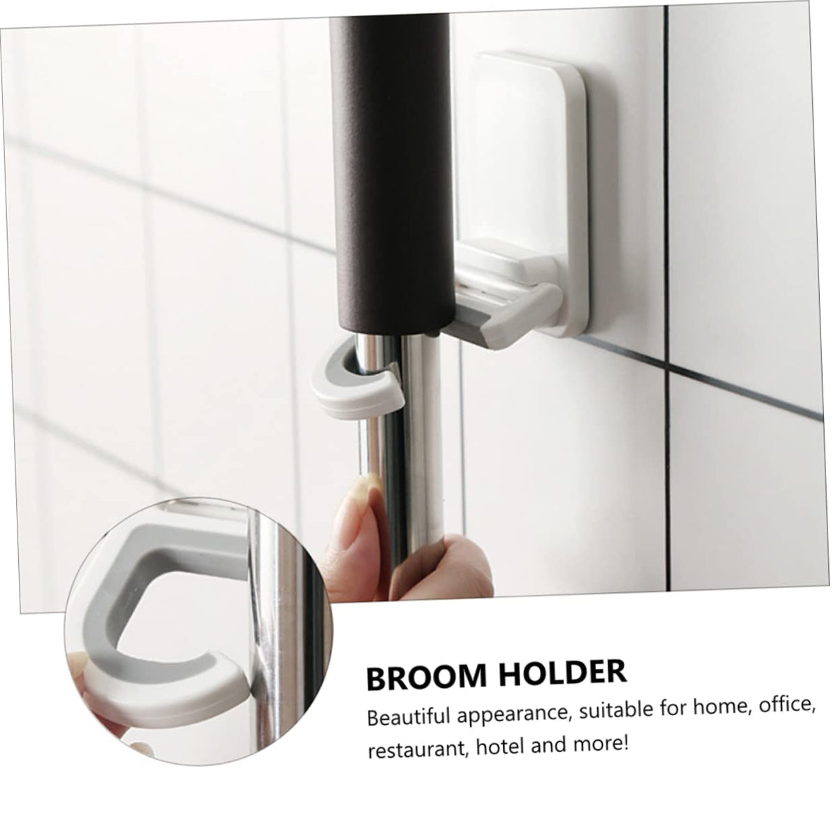 3pcs Punch Wall Mounted Mop Hooks Mop Organizer Multi Functional Broom Holder for Home Kitchen Garage Storage