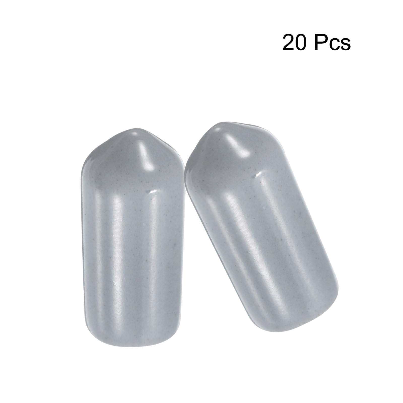 20pcs Rubber End Caps 7mm ID Vinyl PVC Round Tube Bolt Cap Cover Screw Thread Protectors Grey