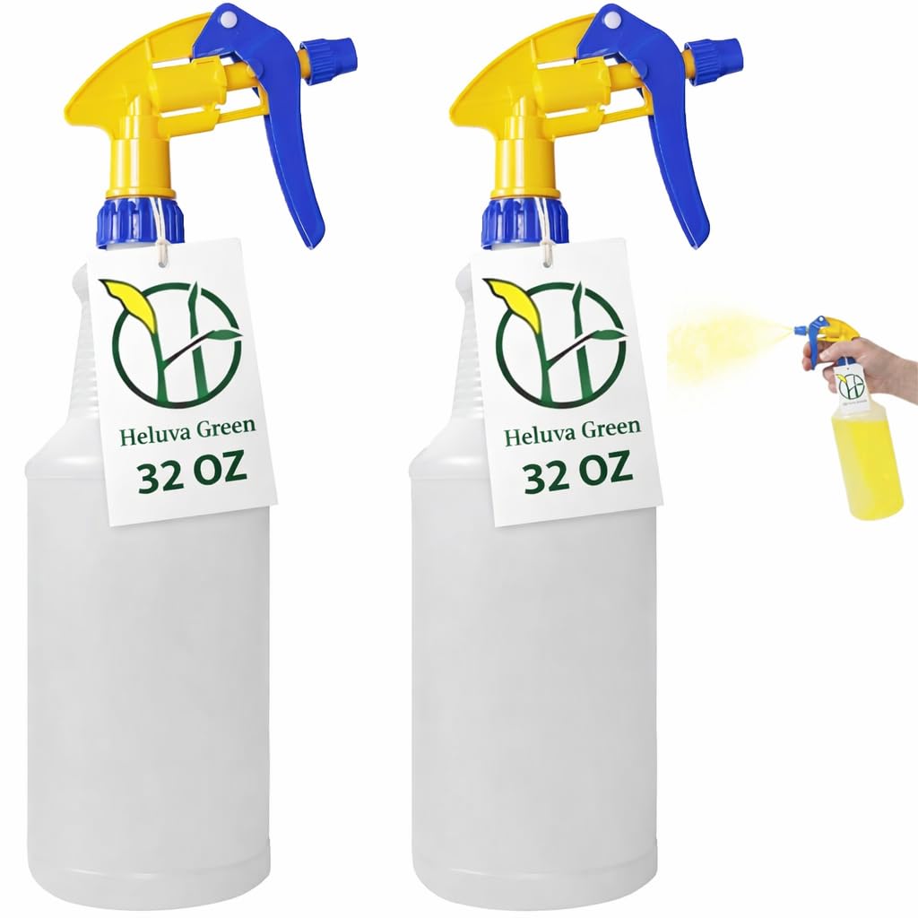Heavy Duty 32oz Plastic Spray Bottles for Cleaning (2 Count)