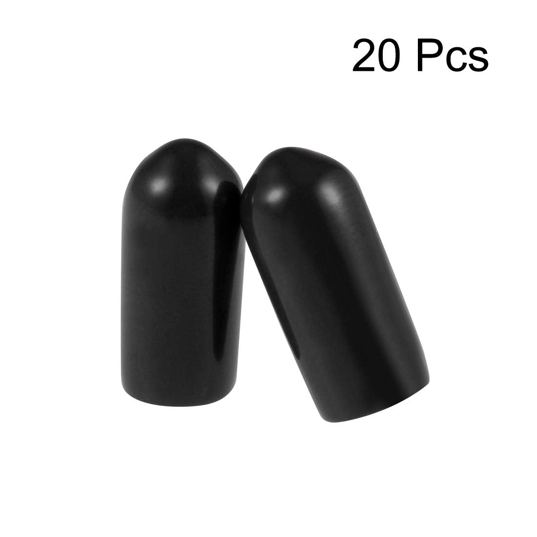 20pcs Rubber End Caps 5mm ID Vinyl Round Tube Bolt Cap Cover Thread Protectors Black (20 Count)