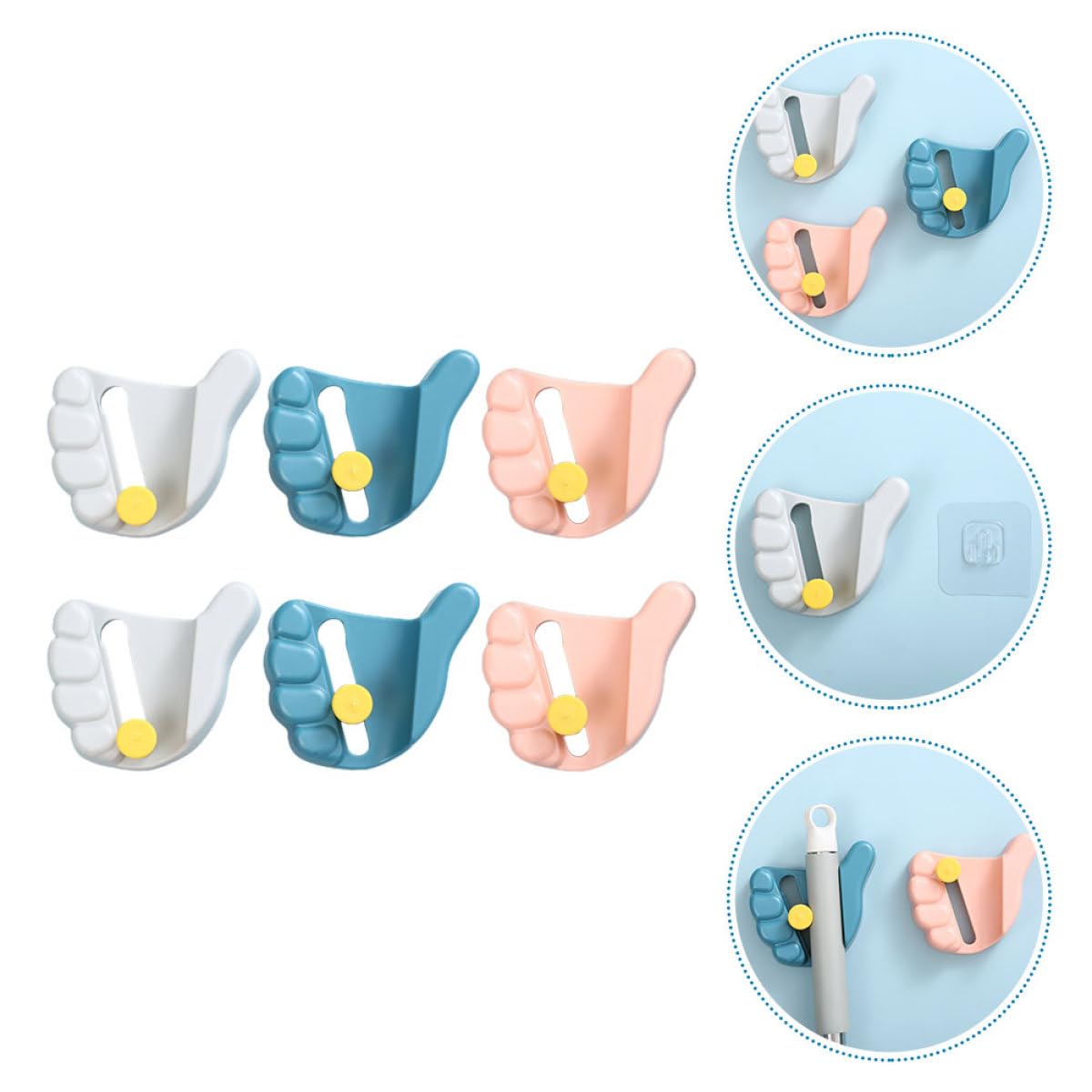 Punch Free Wall Mounted Mop Hook Broom Holder Clip 6pcs Anti